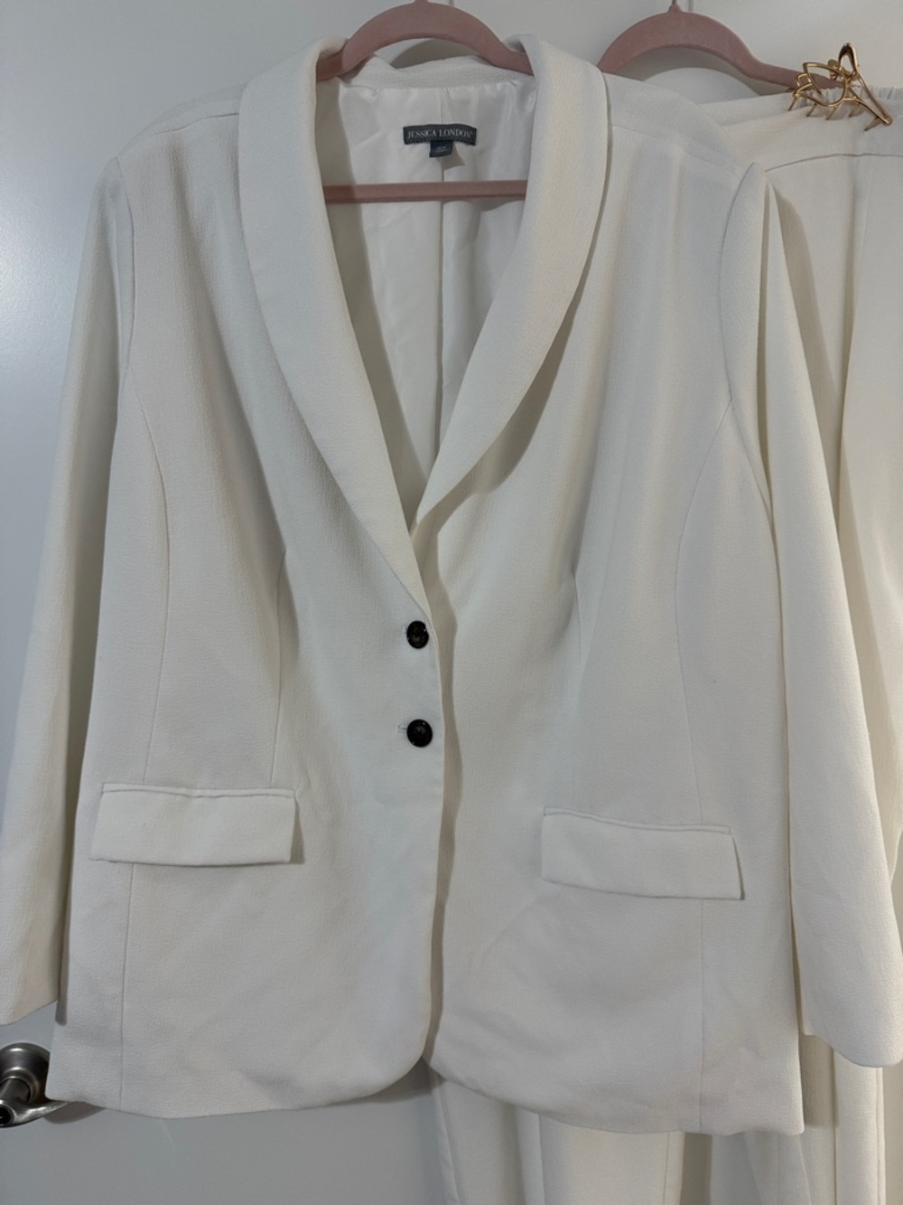 Jessica London Cream Two-Piece Pantsuit Jacket & Trousers - Picture 4 of 13